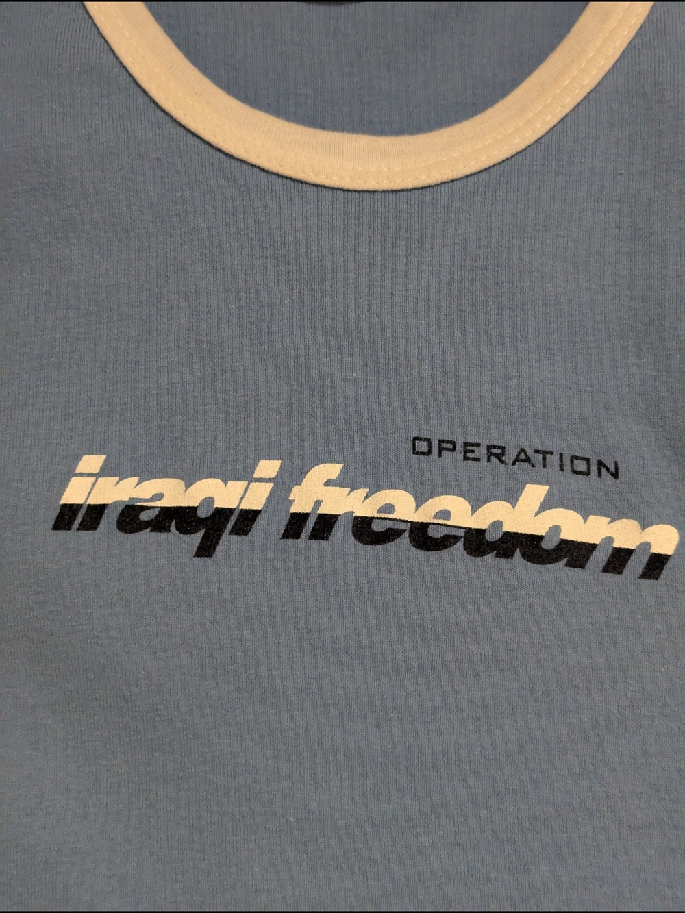 Vintage Y2K Operation Iraqi Freedom Ringer Baby Tee Medium